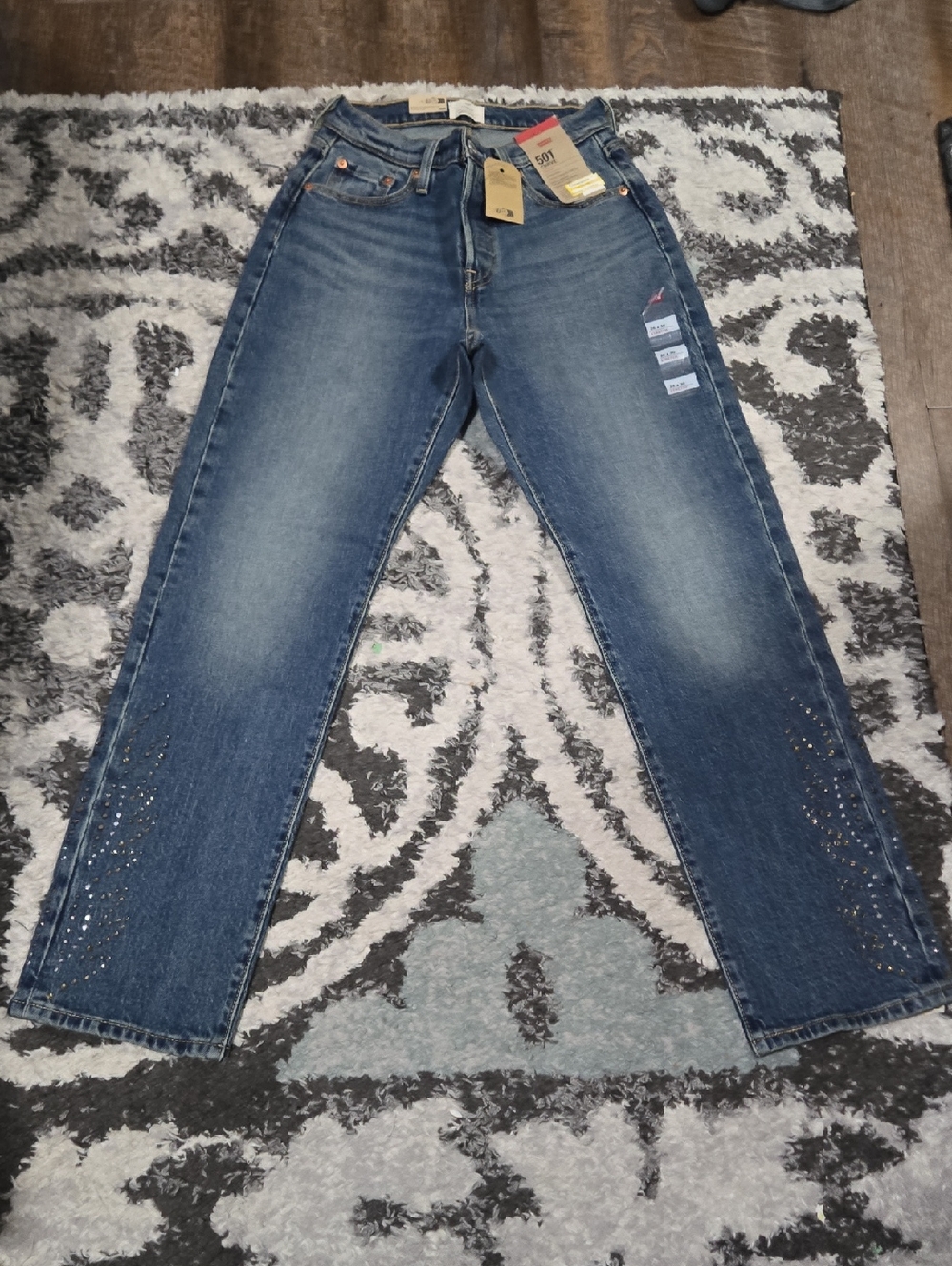 26x30 Classic Blue Women's Straight-Leg Jeans with Stud Detail